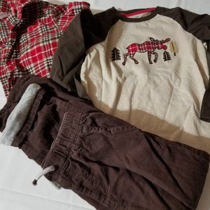 Gymboree Moose Mountain size 7 Jersey lined Pants & T-shirt, size 8 Flannel used